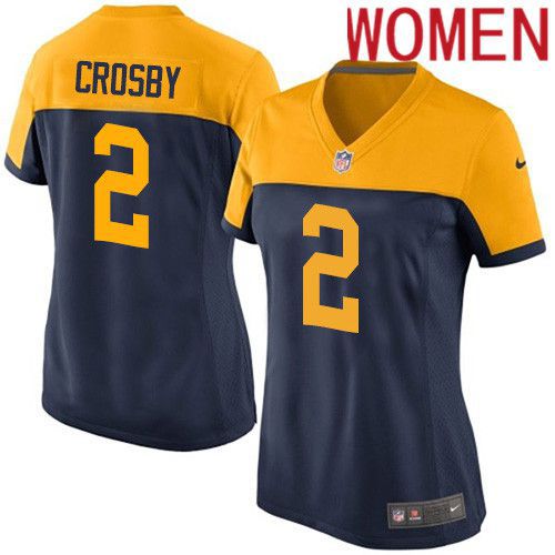 Women Green Bay Packers #2 Mason Crosby Navy Blue Nike Alternate Game NFL Jersey